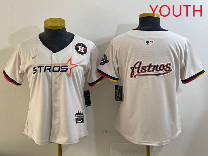 Youth Houston Astros Blank Cream Three generations Joint Name 2025 Nike MLB Jersey style 41018